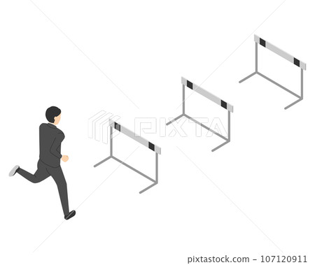 Office worker man jumping hurdles / isometric Office worker man jumping hurdles / isometric 107120911
