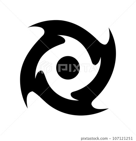 颱風眼和颱風剪影圖示。向量。 107121251