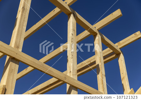 the wooden part of the prefabricated structure of a frame building the wooden part of the prefabricated structure of a frame building 107121323