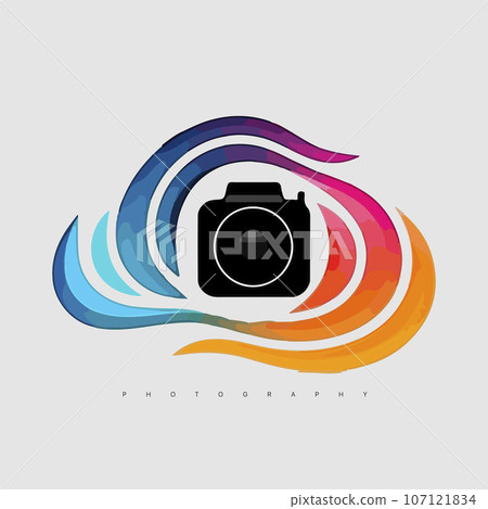 Modern abstract vector camera logo template. Photography logotype Modern abstract vector camera logo template. Photography logotype 107121834