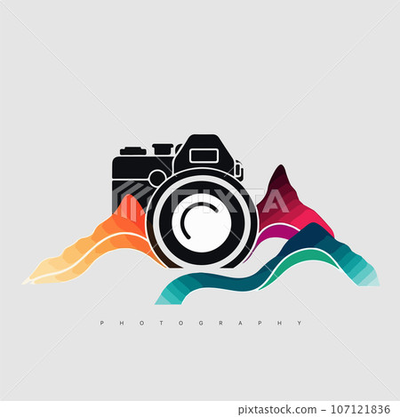 Modern abstract vector camera logo template. Photography logotype Modern abstract vector camera logo template. Photography logotype 107121836