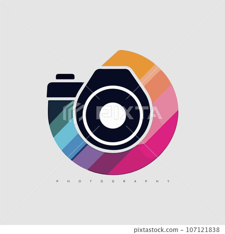 Modern abstract vector camera logo template. Photography logotype Modern abstract vector camera logo template. Photography logotype 107121838