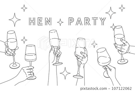 Women Hands with Wine Glasses, Hen-Party 107122062