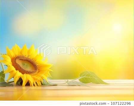 Sunflower on horizontal blur background with copy space. 107122296