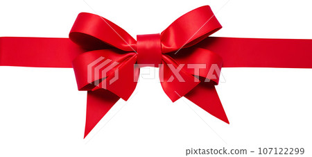 Decorative red bow isolated on background. Design element for gift 107122299