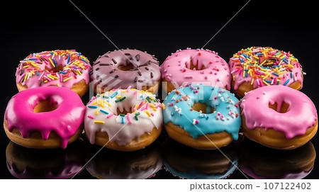 Sweet tasty colorful donuts 107122402