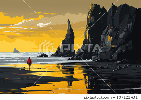 Sunset on the Icelandic coast 107122431