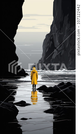 Traveler against the backdrop of Iceland landscapes Traveler against the backdrop of Iceland landscapes 107122442