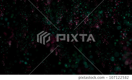 3D rendering of brightly colored particle confetti descends elegantly, swirling through the air 107122582