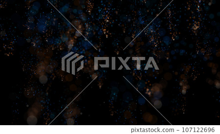 3D rendering of brightly colored particle confetti descends elegantly, swirling through the air 107122696