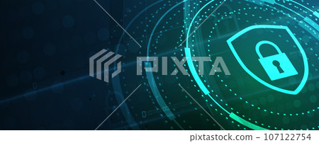 internet digital security technology concept for business background. Lock on circuit board internet digital security technology concept for business background. Lock on circuit board 107122754