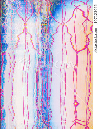Glitch pattern. Distortion noise. Digital background. White display with blue red vhs screen effect zigzag lines texture. Glitch pattern. Distortion noise. Digital background. White display with blue red vhs screen effect zigzag lines texture. 107123023