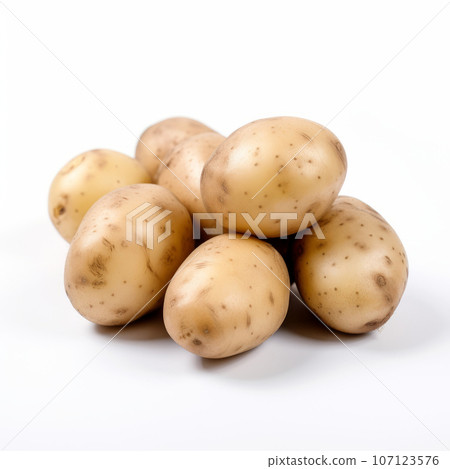 Washed Potatoes. Raw potatoes isolated on a white background. 107123576
