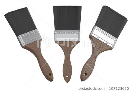 Set of paint bristle brushes for repair work and construction on white. Set of paint bristle brushes for repair work and construction on white. 107123650