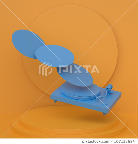 Abstract scene or podium with DJ turntable on monochrome background 107123684