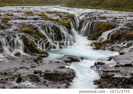 Bruarfoss - Bridge Falls - on Iceland's Golden Circle under cloudy autumn sky. 107123755