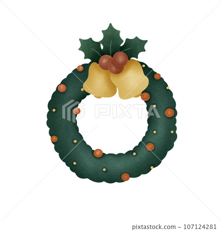 Drawing cute bunch of holly branches for Christmas no background 107124281