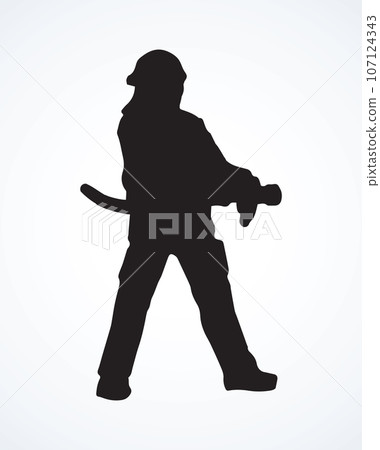 Firefighter. Vector drawing Firefighter. Vector drawing 107124343