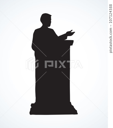 Speaker at podium. Vector drawing 107124388