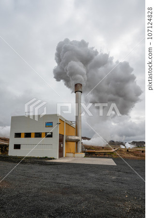 Bjarnarflag Geothermal Power Station near Myvatn in northern Iceland. 107124828