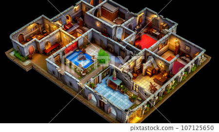 fantasy cartoon 3d floor plan of a fairytale castle fantasy cartoon 3d floor plan of a fairytale castle 107125650