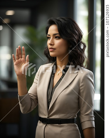 女性舉手錶示意圖的 AI 影像 107126935