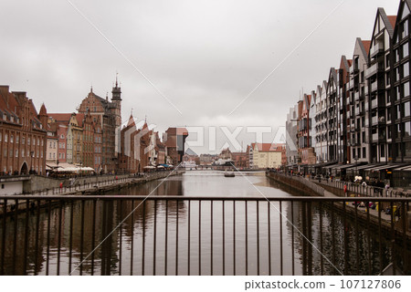 The old town of Gdansk on a cloudy fall day. Gdansk. Poland. High quality photo 107127806