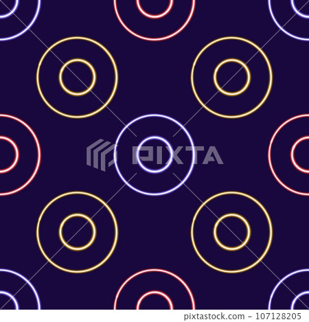 seamless pattern circle shape frame glowing desktop icon, neon sticker, neon circle shape frame figure, glowing figure, neon geometrical figures  107128205
