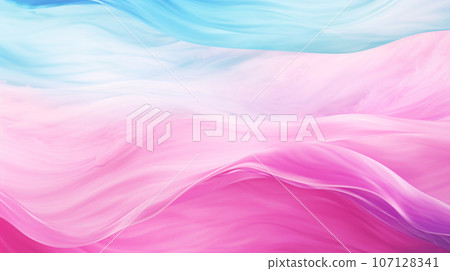 Abstract waves of blue and pink color on the desktop wallpaper. High quality photo 107128341