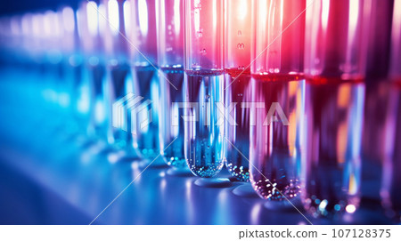 Test tube row. Concept of medical or science laboratory. High quality photo 107128375