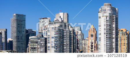 Residential Buildings in Downtown Vancouver, BC, Canada. Sunny Summer Day Residential Buildings in Downtown Vancouver, BC, Canada. Sunny Summer Day 107128519