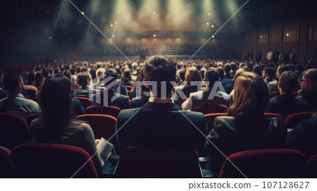 Rear view of people in the concert hall. High quality photo Rear view of people in the concert hall. High quality photo 107128627