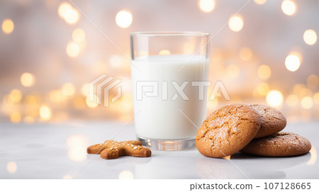 ginger milk biscuits in the background of the New Year's bokeh. High quality photo ginger milk biscuits in the background of the New Year's bokeh. High quality photo 107128665