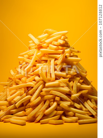 Heap of French fries (yellow background) 107128812