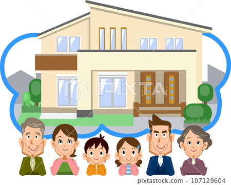 A family imagining a new two-family house 107129604