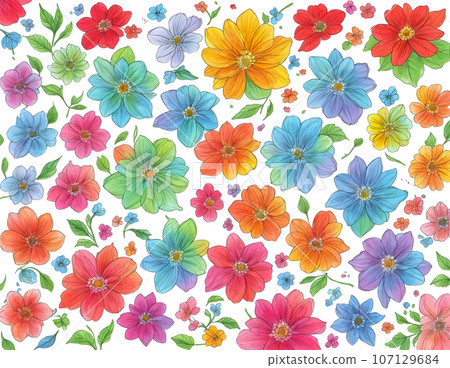 set of colorful flower vibrant watercolor on white backgro 107129684