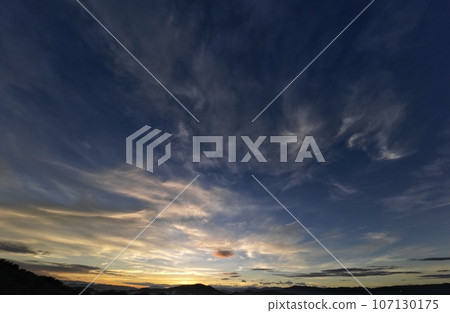 Dawn sky with various clouds at sunrise, early autumn, ultra wide angle, sky-based, 230914am Dawn sky with various clouds at sunrise, early autumn, ultra wide angle, sky-based, 230914am 107130175