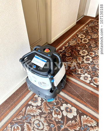 Robot cleaning hotel hallways Robot cleaning hotel hallways 107130188