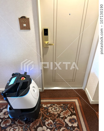 Robot cleaning hotel hallways Robot cleaning hotel hallways 107130190
