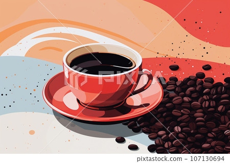咖啡和咖啡豆生成 ai 的插圖 107130694
