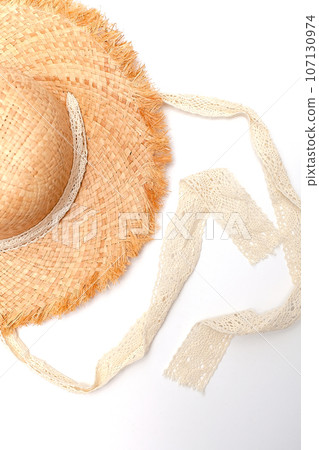 Straw hat on white background. Festa Junina June Festival celebration. Straw hat on white background. Festa Junina June Festival celebration. 107130974