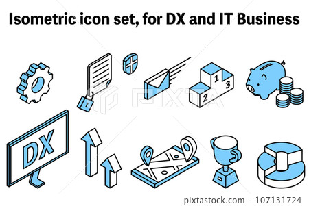 A simple isometric icon set that can be used for DX and IT business 107131724