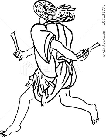 Rear view of a man running happily Rear view of a man running happily 107131779