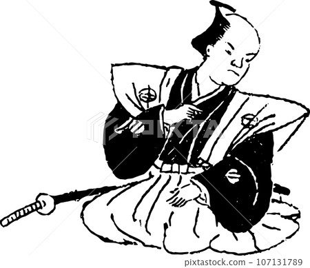 A samurai who points his finger and gives instructions. A samurai who points his finger and gives instructions. 107131789