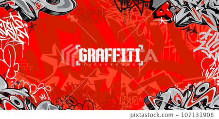 Red Colorful Abstract Urban Style Hiphop Graffiti Street Art Vector Illustration Background Template Red Colorful Abstract Urban Style Hiphop Graffiti Street Art Vector Illustration Background Template 107131908