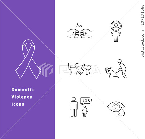 Domestic violence and domestic violence line icon set Domestic violence and domestic violence line icon set 107131966