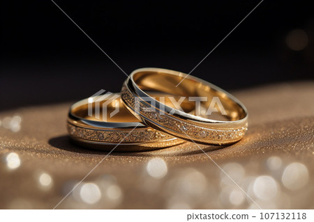 Two simple and beautiful wedding rings: AI-generated images 107132118