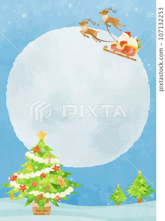 Landscape with Santa Claus riding a sleigh and a big full moon Landscape with Santa Claus riding a sleigh and a big full moon 107132253