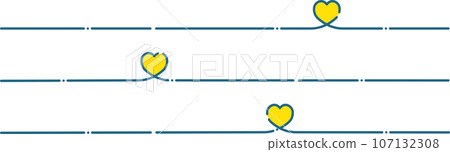 simple yellow heart blue line frame 107132308