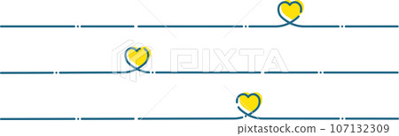 simple yellow heart blue line frame 107132309